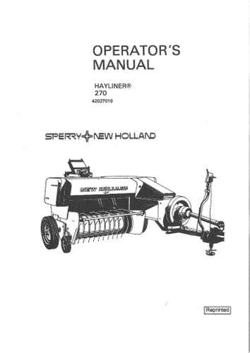 New Holland 273 Hayliner Baler Operators Manual PDF PDF